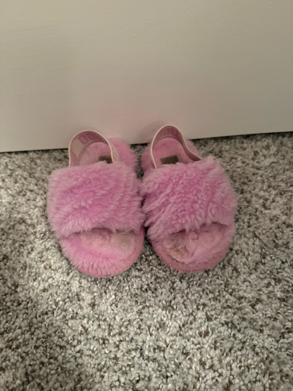 UGG Kids Pink Plush Slide Sandals